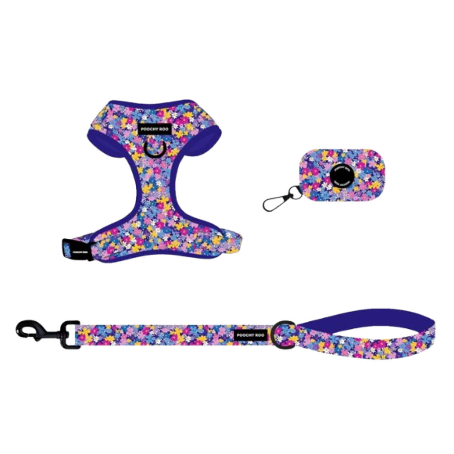 'Ditsy Days' Harness, Leash & Poo Bag Set