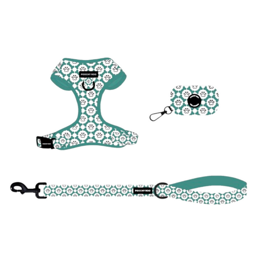 'Polka Paws' Harness, Leash & Poo Bag Set